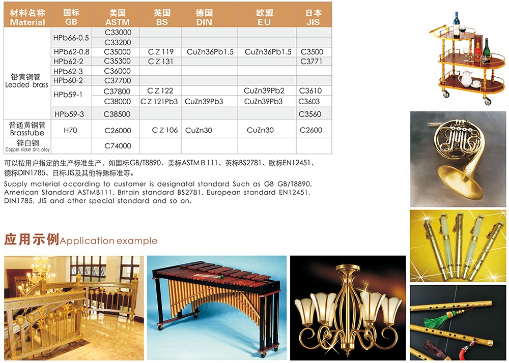 樂器與裝飾用銅合金管